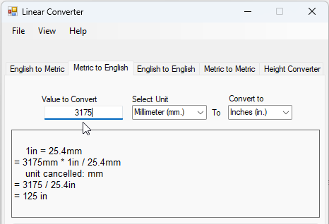 Metric to English Converter